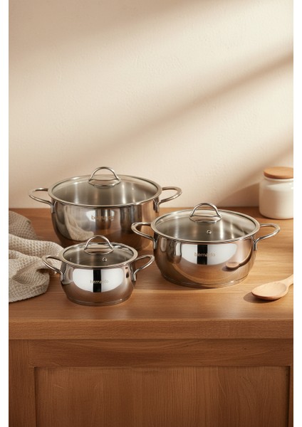 Monde 6 Parça Derin Çelik Tencere Seti modelleri