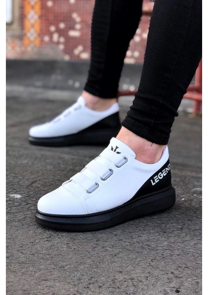 WG029 3 Bant Legend Beyaz Kömür Kalın Taban Casual Erkek Ayakkabı fiyatları