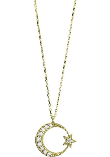 14 Ayar Altın Ayyıldız Kolye - 0202239