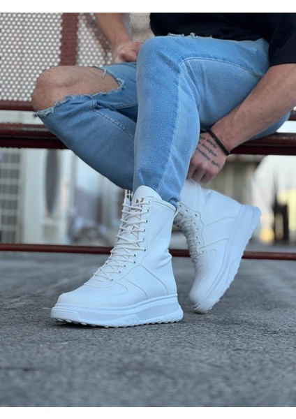 WG012 Beyaz Cilt Uzun Bağcıklı Bot fiyatları