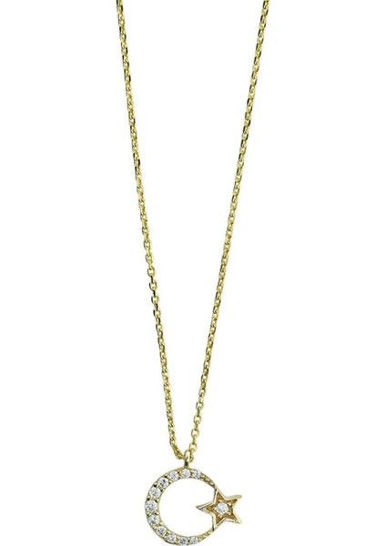 14 Ayar Altın Ayyıldız Kolye - 0202241