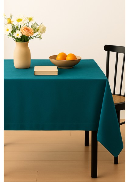 Kadife Dokulu Masa Örtüsü | Şık, Yumuşak, Leke Tutmaz Turkuaz Masa Örtüsü