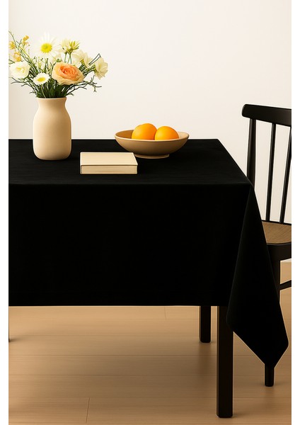 Kadife Dokulu Masa Örtüsü | Şık, Yumuşak, Leke Tutmaz Siyah Masa Örtüsü