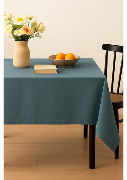 Kadife Dokulu Masa Örtüsü | Şık, Yumuşak, Leke Tutmaz Mavi Masa Örtüsü