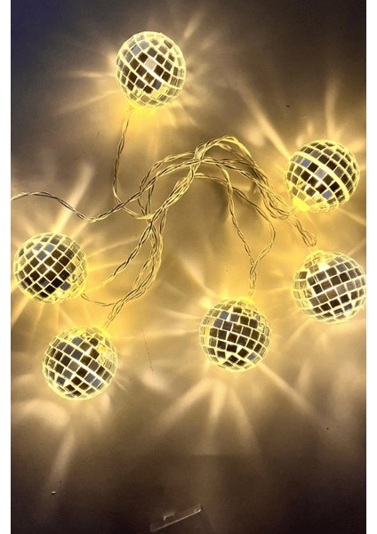 1.6 Metre Pilli Disko Topu LED Işık – 6 Işıklı Renkli Yılbaşı Dekor Aydınlatma Modeli