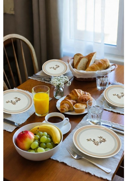 Pink Flower Porselen Pasta Tabağı 20 cm 6 Kişilik ***yeni Ürün***