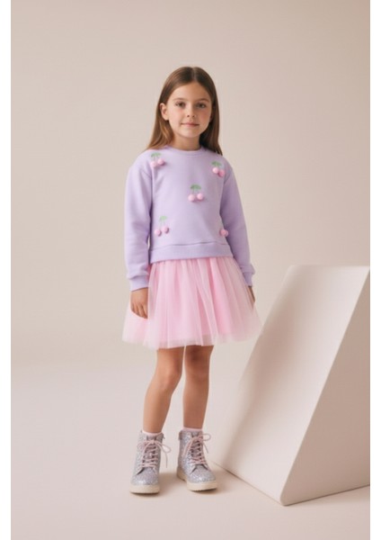 Kiraz Detaylı Tüllü Kız Çocuk Elbise indirimleri
