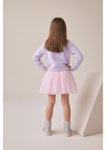 Kiraz Detaylı Tüllü Kız Çocuk Elbise