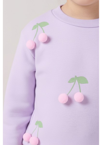 Kiraz Detaylı Tüllü Kız Çocuk Elbise