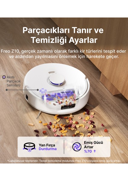 Freo Z10 Akıllı Robot Süpürge Beyaz,15.000PA Emiş Gücü