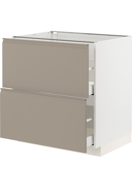 Çekmeceli alt dolap, UPPLÖV mat koyu bej, 80x60 cm, 2 çekmeceli ve 2 ön panelli