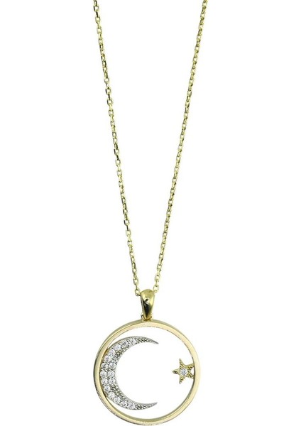 14 Ayar Altın Ayyıldız Kolye - 0202240