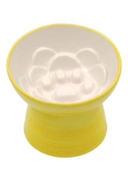 Ayaklı Yavaş Mama Yeme Kabı Sarı