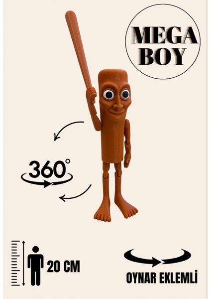 Sahur Brainrot Eklemli-Mega Boy 20CM Figür