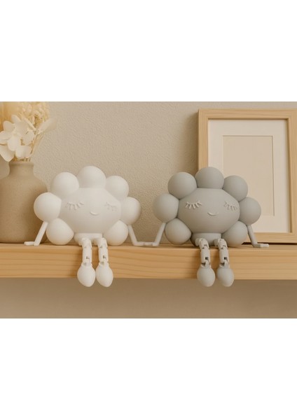 Oturan Bulut Biblo – Sallanan Ayaklı Figürler Dekoratif Masa Süsü (2 Adet)