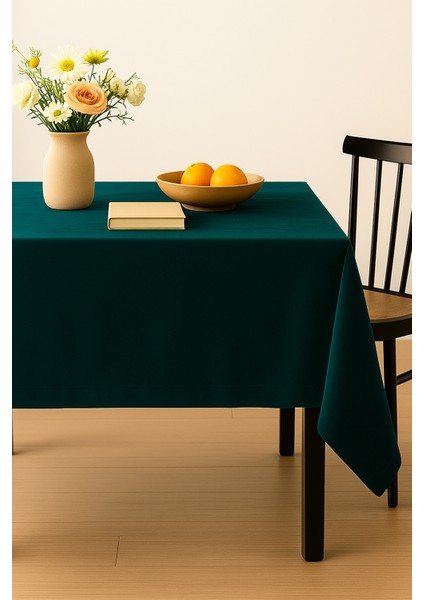 Kadife Dokulu Masa Örtüsü | Şık, Yumuşak, Leke Tutmaz Petrol Masa Örtüsü