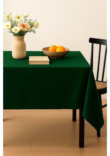 Kadife Dokulu Masa Örtüsü | Şık, Yumuşak, Leke Tutmaz Yeşil Masa Örtüsü