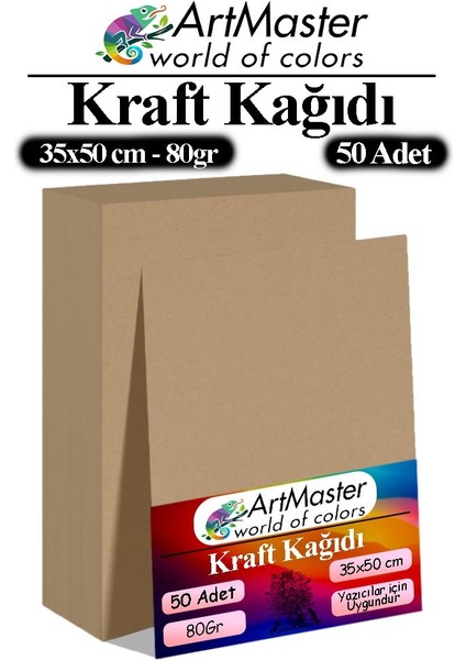 Kraft Kağıdı 35X50 cm 50 Adet 80 gr Hediye Paketleme Kagıdı Çeyiz Kaplama Kağıt Saman Kağıt Çizim Kağıdı