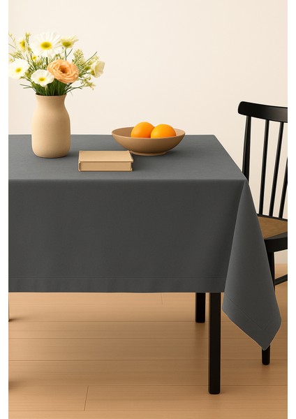 Kadife Dokulu Masa Örtüsü | Şık, Yumuşak, Leke Tutmaz Gri Masa Örtüsü