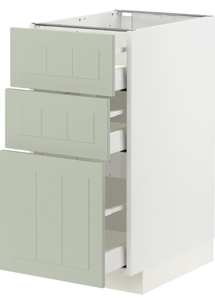 Çekmeceli alt dolap, STENDSUND açık yeşil, 40x60 cm, 3 çekmeceli ve 3 ön panelli