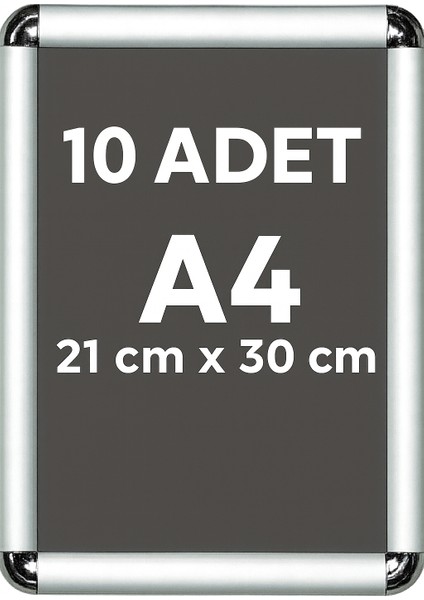 10 Adet A4 Alüminyum Çerçeve Rondo Köşe Aç Kapa Açılır Kapanır