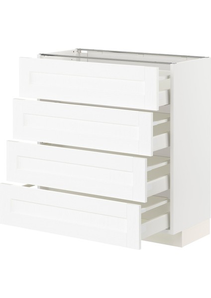 Çekmeceli alt dolap, ENKÖPING beyaz-ahşap görünümlü, 80x37 cm, 4 çekmeceli ve 4 ön panelli