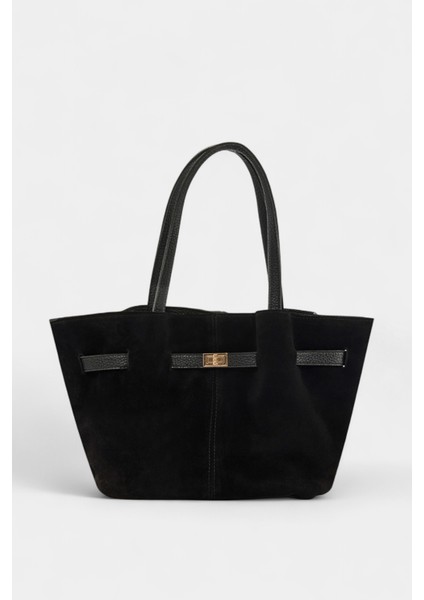 %100 Hakiki Süet Deri Uzun Askı ve Mıknatıs Kapama Detaylı Kadın Omuz Çantası