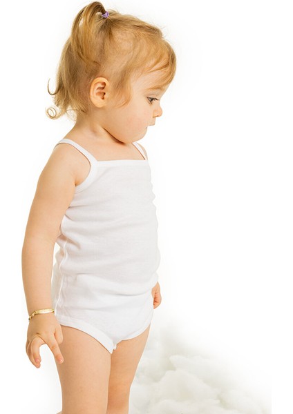 Unisex 5li Beyaz Body Bisiklet Yaka İp Askılı Beyaz