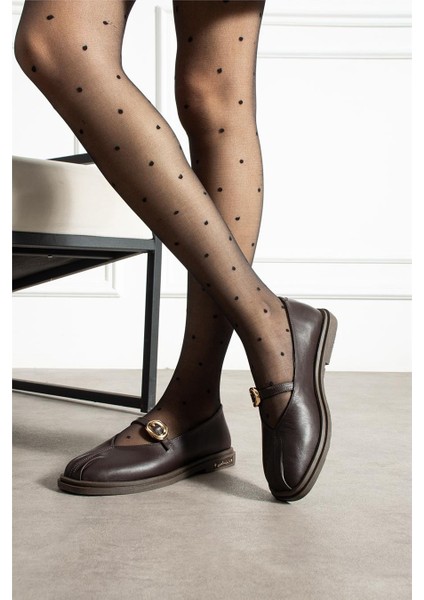 Kadın Babet Hakiki Deri Kahverengi Kısa Topuklu Casual/günlük modelleri