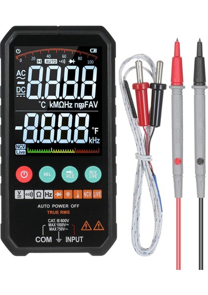 Dijital Multimetre 6000 Sayılar True Rms Ac/dc Voltaj Direnci Kapasitans Frekans Sürekliliği Diyot Ncv Testi FY107C (Yurt Dışından)