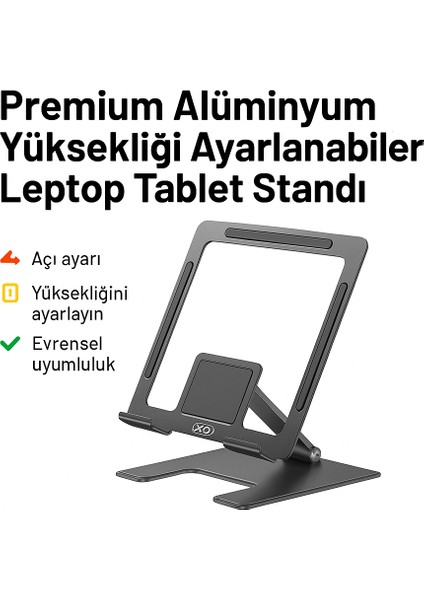 Katlanabilir Metal Tablet Leptop Tutucu Iskelet Tasarım Katlanabilir, Kaymaz, Metal Gövde