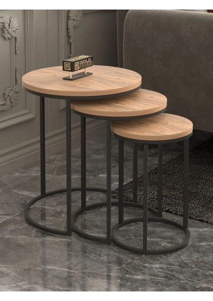 3 Lü Ahşap Zigon Sehpa