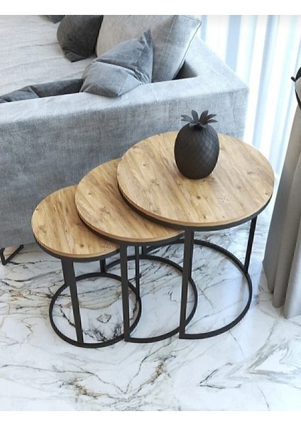 3 Lü Ahşap Zigon Sehpa