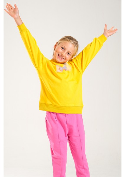 Kız Çocuk %100 Pamuk Owersize Sweat ve Likralı Iki Iplik Çima Detaylı Pantolon Takımı fiyatları