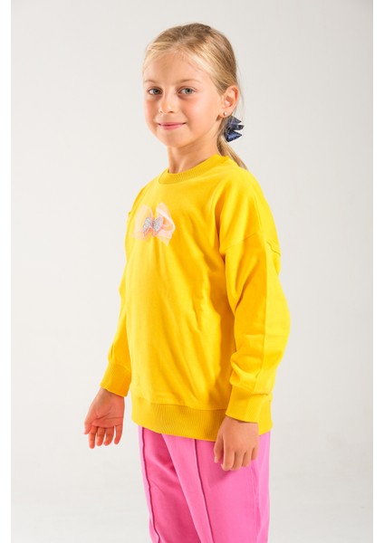 Kız Çocuk %100 Pamuk Owersize Sweat ve Likralı Iki Iplik Çima Detaylı Pantolon Takımı fırsatları