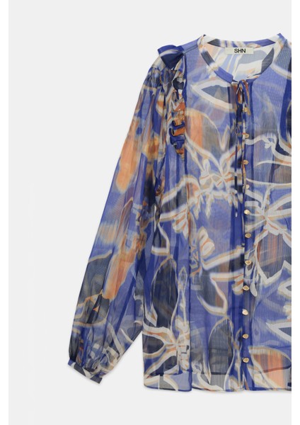 Çiçek Desen Fırfırlı Bağlamalı Gömlek fırsatları