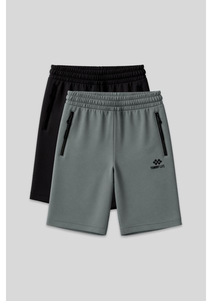 Standart Kalıp 2li Paket Siyah-Çağla Erkek Şort - 81136