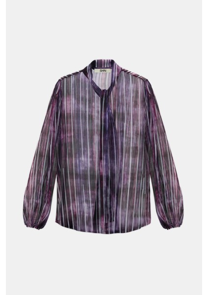 Çizgi Desenli Bağlama Detaylı Gömlek modelleri