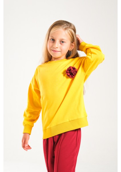 Kız Çocuk %100 Pamuk Owersize Sweat ve Likralı Iki Iplik Çima Detaylı Pantolon Takımı fırsatları