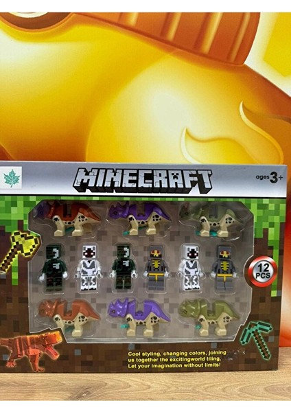 Oyuncak 12 Parça Minecraft Figür Seti Dinazorlu Yeni Minecraft Karakterleri