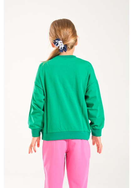 Kız Çocuk %100 Pamuk Owersize Sweat ve Likralı Iki Iplik Çima Detaylı Pantolon Takımı modelleri