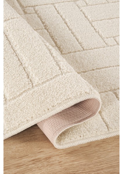 Rivon RN02 Krem Yumuşak Dokulu Kaymaz Taban Salon Mutfak Koridor Oturma Odası Yolluk Halı modelleri
