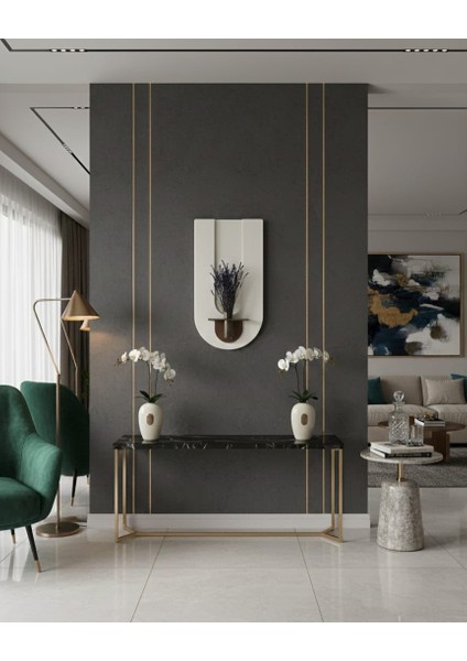 Begonvil Ahşap Pilli Ledli Iskandinav Tarzı Salon Duvar Rafı Modern Çiçeklik 40 x 75 cm