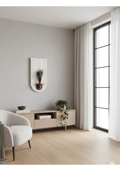 Begonvil Ahşap Pilli Ledli Iskandinav Tarzı Salon Duvar Rafı Modern Çiçeklik 40 x 75 cm fiyatları