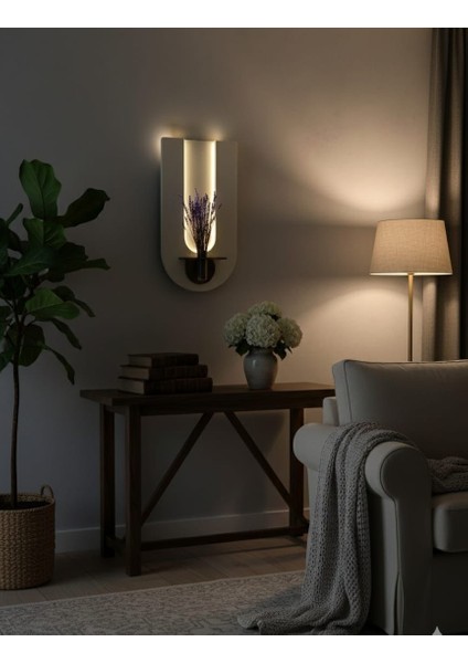 Begonvil Ahşap Pilli Ledli Iskandinav Tarzı Salon Duvar Rafı Modern Çiçeklik 40 x 75 cm modelleri