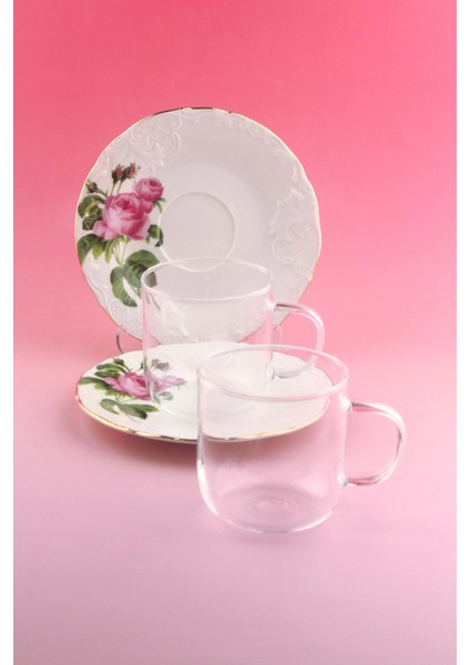 Pembe Gül Iki Kişilik Çay Kupa Takımı modelleri