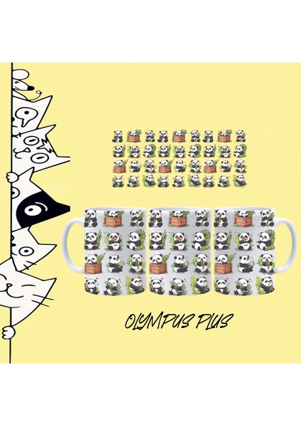 Panda Moods Sevimli Hayvan Karakter Tasarım Baskılı Beyaz Klasik Kupa Bardak