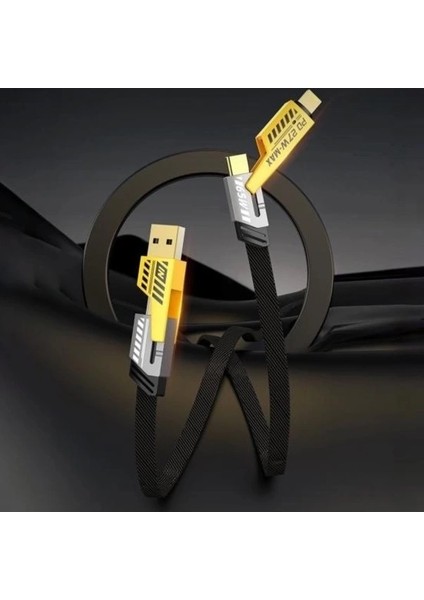 Apple ve Android Uyumlu 4-In-1 Şarj Kablosu Tüm Cihazlara Güç Veren Akıllı Kablo