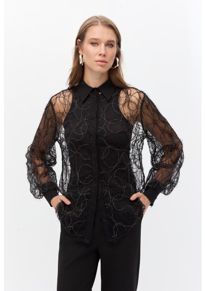 Boncuklu Balon Kol Gömlek modelleri