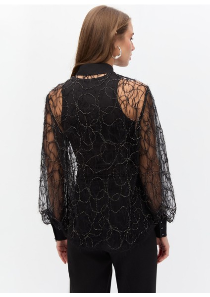 Boncuklu Balon Kol Gömlek fırsatları